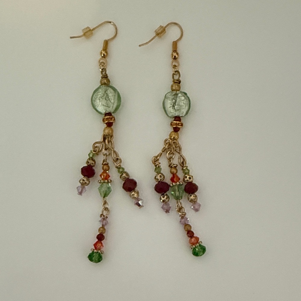 Elegant Multicolor Beaded Dangle Earrings